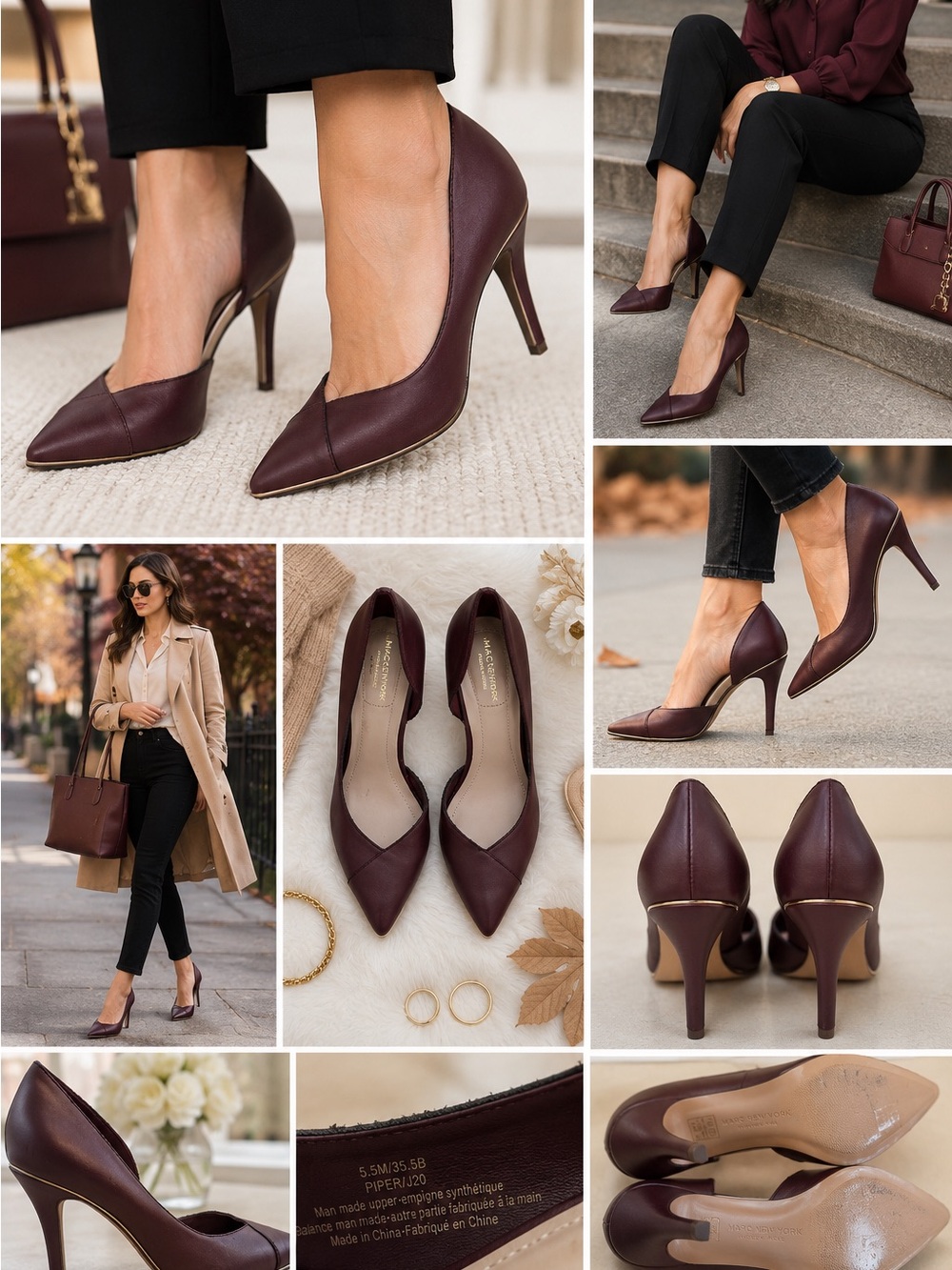 Marc New York Andrew Marc Pumps 5.5 Burgundy Piper Pointed Toe D’Orsay Heels
